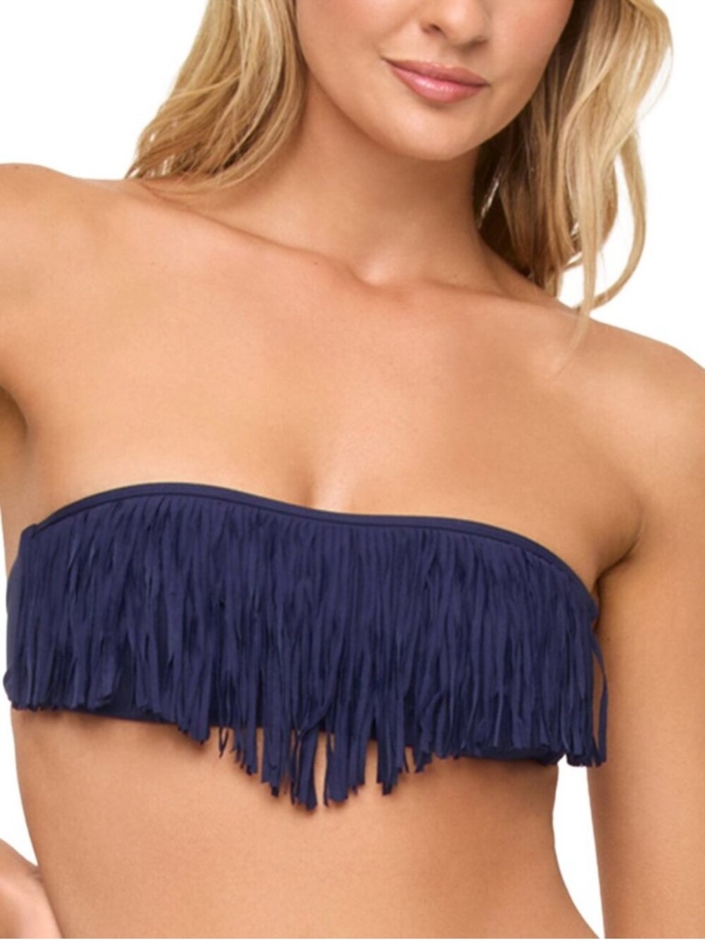 NWT L*Space Dixie Fringe Bandeau Bikini Top - Navy